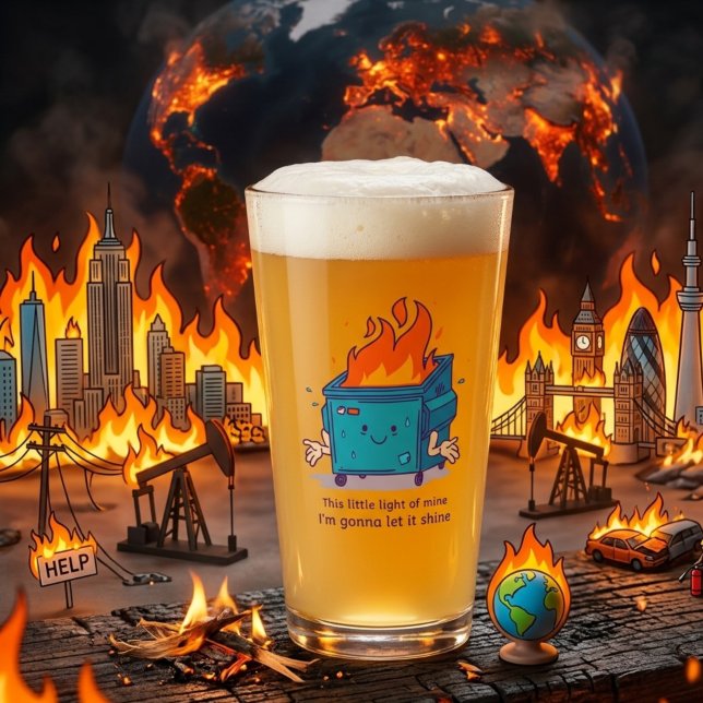 This Little Light: Dumpster Fire Pintglas Glaskopp (Skapare uppladdad)