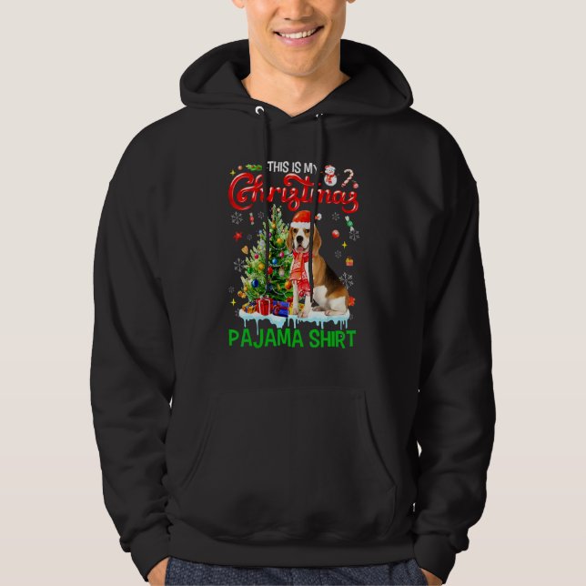 This My Christmas Pajama   Beagle Scarf Santa Xmas Hoodie (Framsida)
