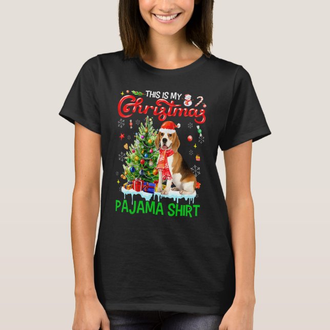 This My Christmas Pajama   Beagle Scarf Santa Xmas T Shirt (Framsida)