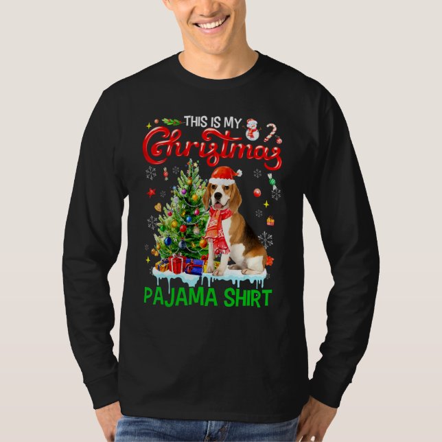 This My Christmas Pajama   Beagle Scarf Santa Xmas T Shirt (Framsida)