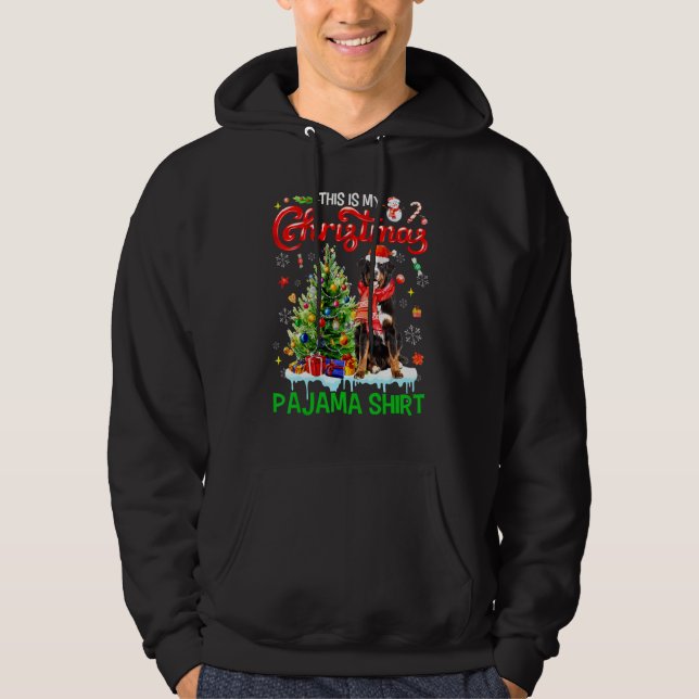 This My Christmas Pajama   Bernese Mountain Santa  Hoodie (Framsida)