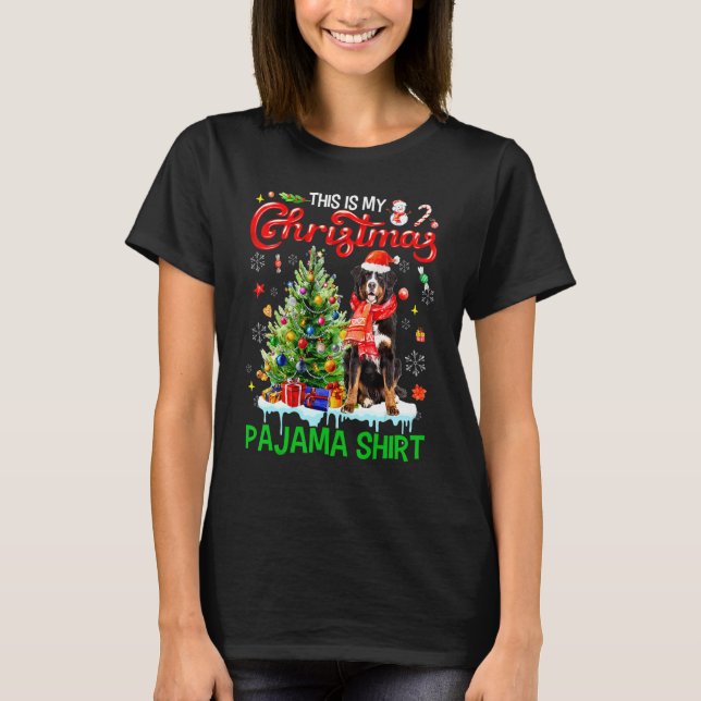 This My Christmas Pajama   Bernese Mountain Santa  T Shirt (Framsida)