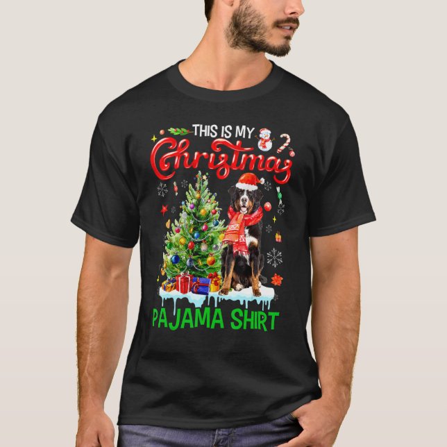 This My Christmas Pajama   Bernese Mountain Santa  T Shirt (Framsida)