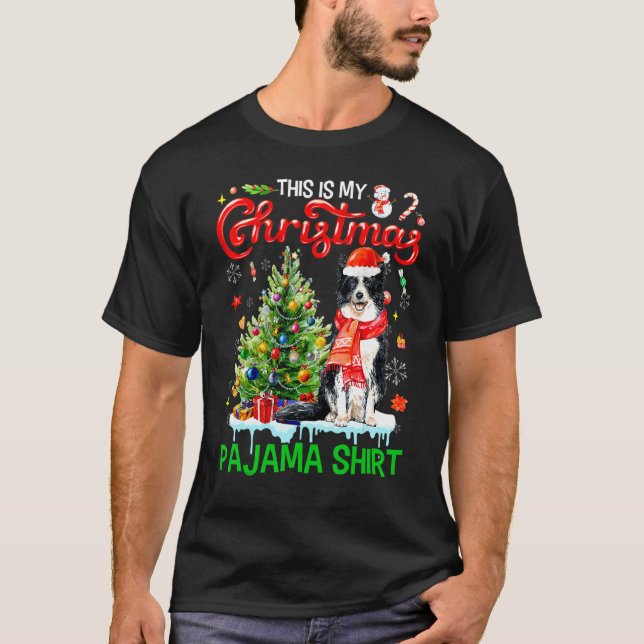 This My Christmas Pajama   Border Collie Santa Xma T Shirt (Framsida)