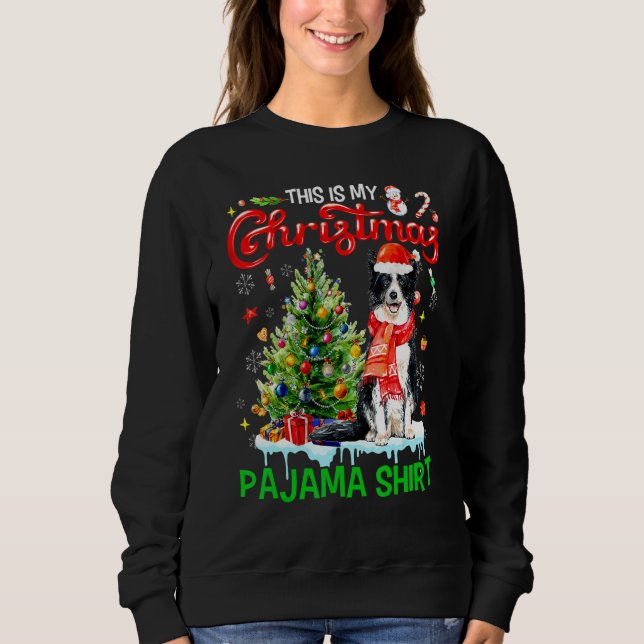 This My Christmas Pajama   Border Collie Santa Xma T Shirt (Framsida)