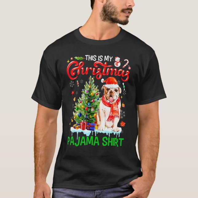This My Christmas Pajama   Bulldog Scarf Santa Xma T Shirt (Framsida)