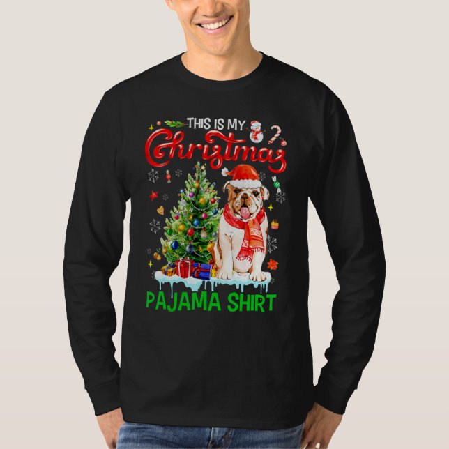This My Christmas Pajama   Bulldog Scarf Santa Xma T Shirt (Framsida)
