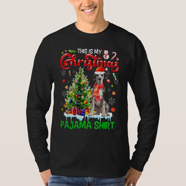 This My Christmas Pajama   Great Dane Scarf Santa  T Shirt (Framsida)