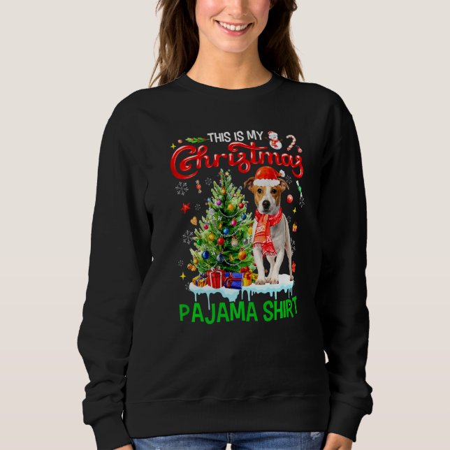 This My Christmas Pajama  Jack Russell Scarf Santa T Shirt (Framsida)