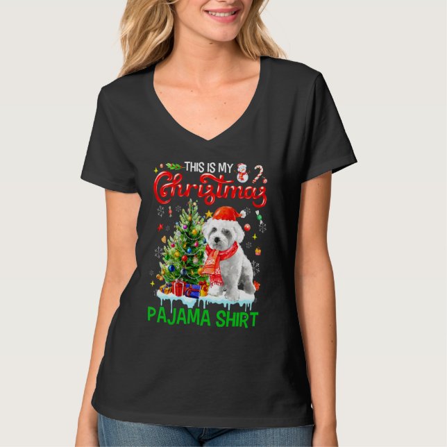 This My Christmas Pajama   Maltese Scarf Santa Xma T Shirt (Framsida)