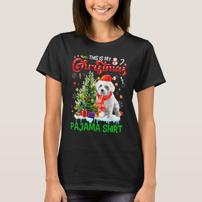 This My Christmas Pajama   Maltese Scarf Santa Xma T Shirt (Framsida)