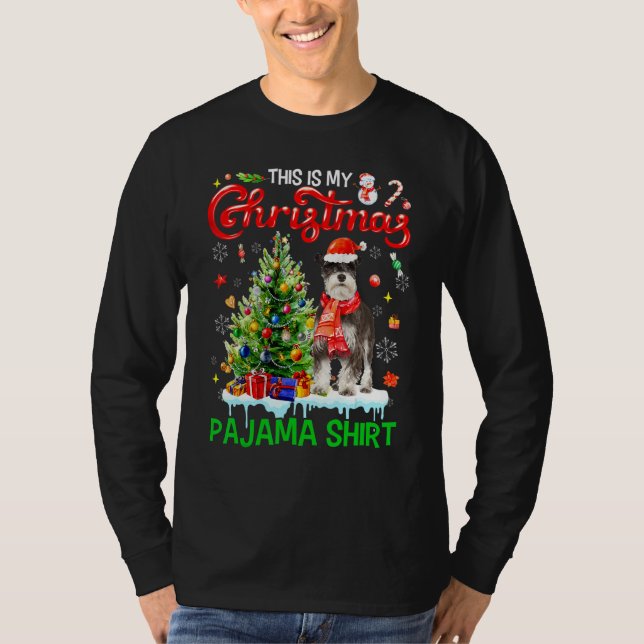 This My Christmas Pajama  Miniature Schnauzer Sant T Shirt (Framsida)