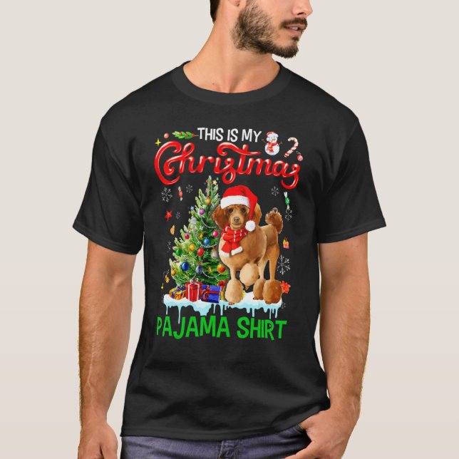 This My Christmas Pajama  Poodle Scarf Santa Xmas T Shirt (Framsida)