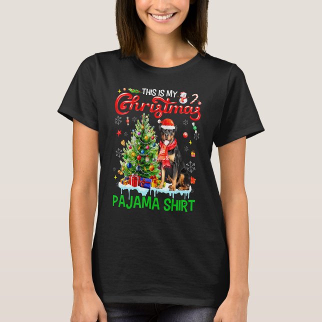 This My Christmas Pajama  Rottweiler Scarf Santa X T Shirt (Framsida)