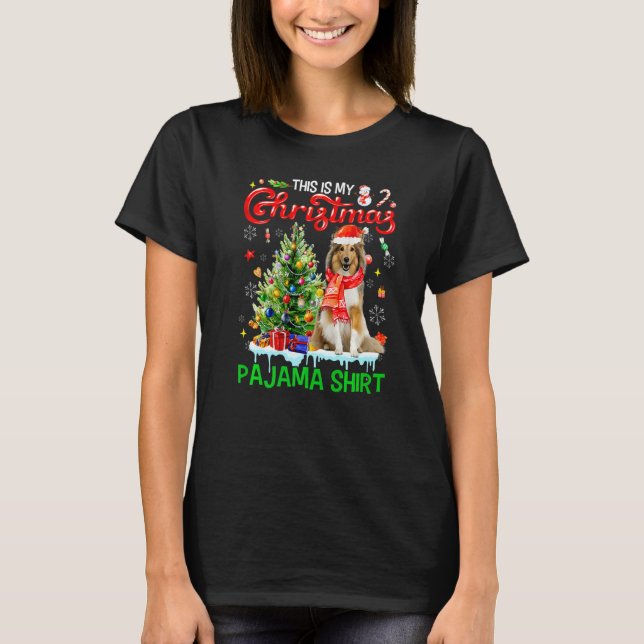 This My Christmas Pajama  Shetland Sheepdog Santa  T Shirt (Framsida)