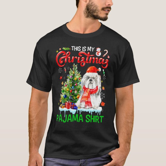 This My Christmas Pajama   Shih Tzu Scarf Santa Xm T Shirt (Framsida)