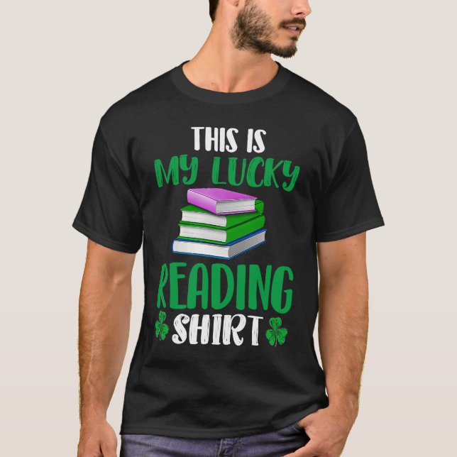This My Lucky Reading  Cool  Reading Outfit Style T Shirt (Framsida)