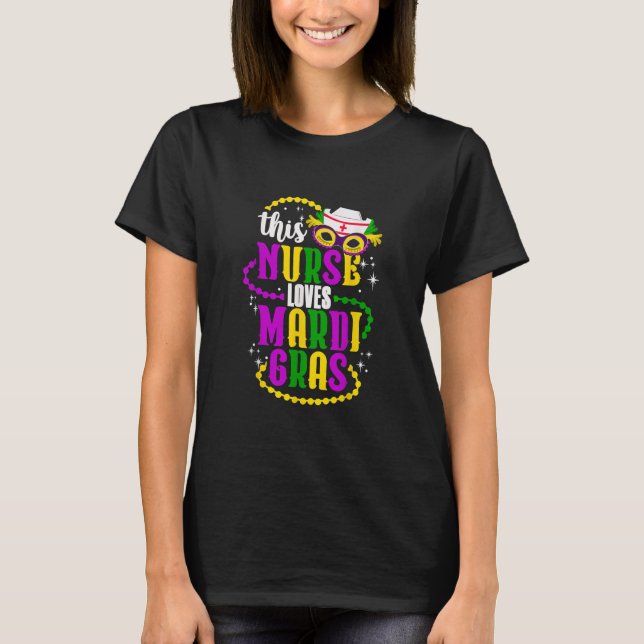 This Nurse Loves Mardi Gras Party T Shirt (Framsida)