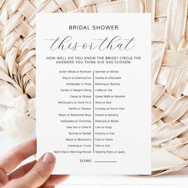 This Or That Bridal Shower Couples Wedding Games Inbjudningar (Skapare uppladdad)