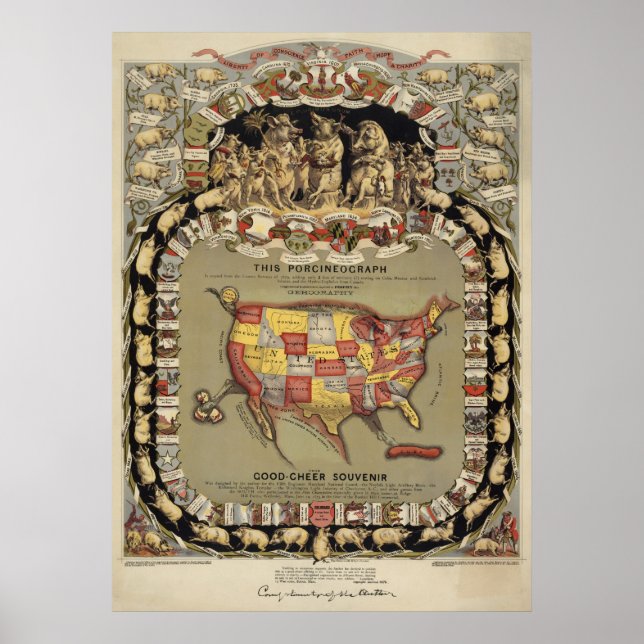"This Porcineograph" (Forbes) 1876 BigMapBlog.com Poster (Framsidan)