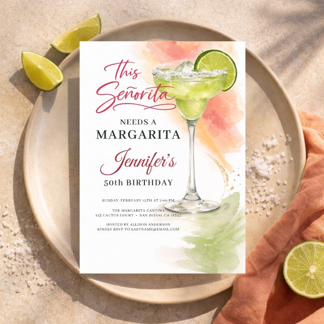 This Señorita Needs a Margarita 50th Fiesta Inbjudningar (Skapare uppladdad)