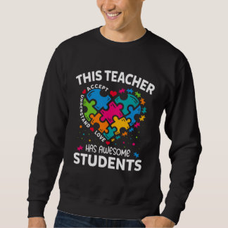 This Teacher Has Awesome Students Autism Awareness Lång Ärmad Tröja