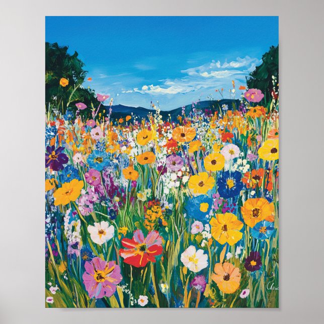 This vibrant painting depicts a field of wildflowe poster (Framsidan)