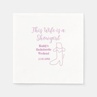 this wife is a showgirl bachelorette party purple  pappersservett