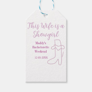 this wife is a showgirl bachelorette party purple  presentetikett