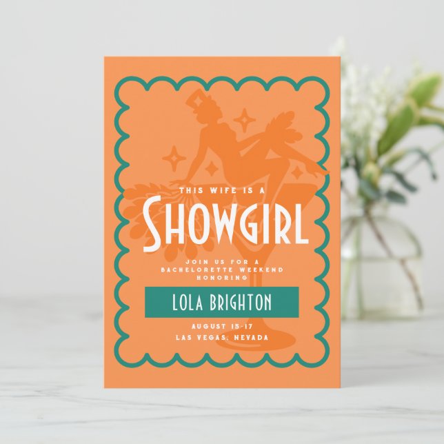 This Wife Is A Showgirl Last Show Bachelorette Inbjudningar (Stående Fram)