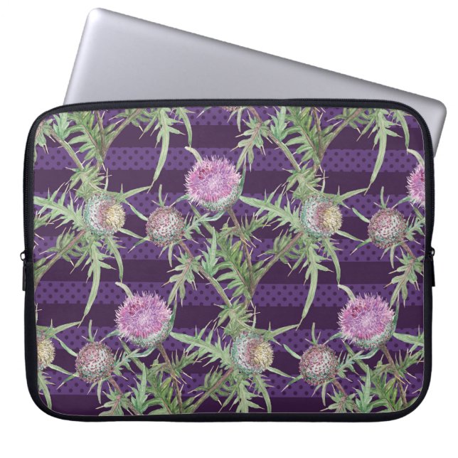 Thistle-blommor Laptop Fodral (Framsidan)
