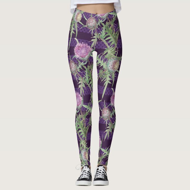 Thistle-blommor Leggings (Framsida)