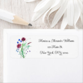 Thistle Botanical Watercolor Returadress Returadress Etikett