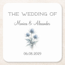 Thistle Floral Scottish Scotland Wedding Underlägg Papper Kvadrat