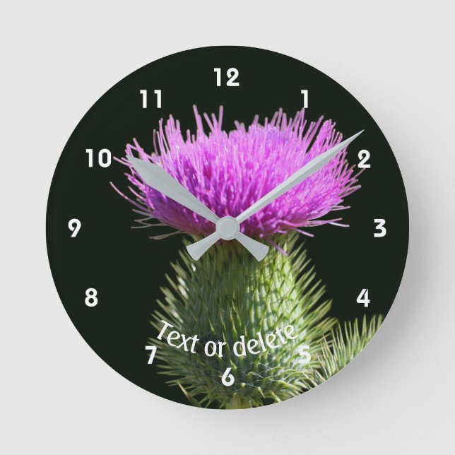 Thistle Flower Personalized Rund Klocka (Framsida)