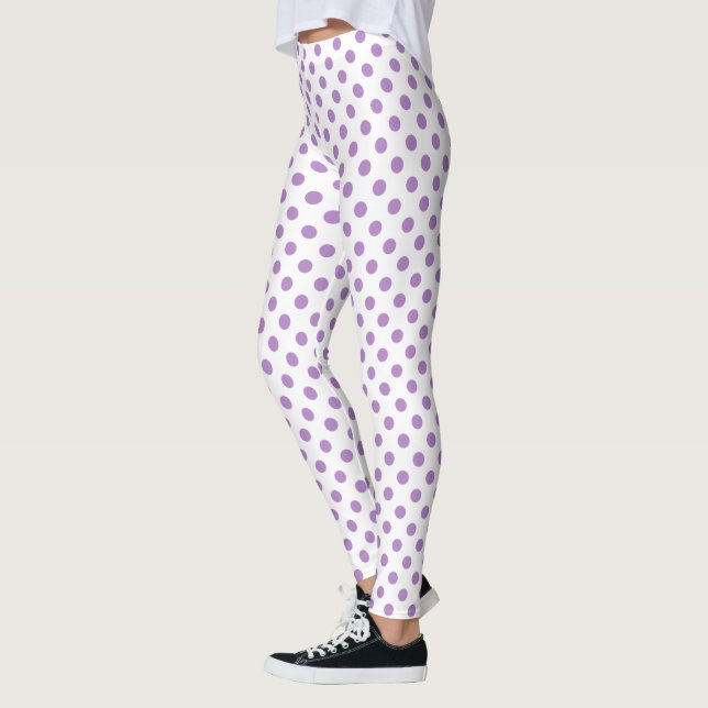 Thistle Lila Polka dots Circles Leggings (Vänster)