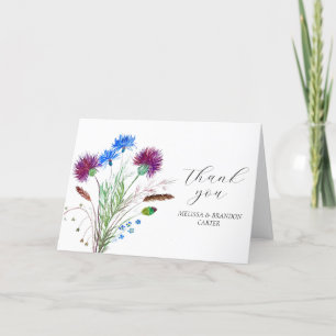 Thistle Lila Scottish Blommigt Bröllop Tack Kort
