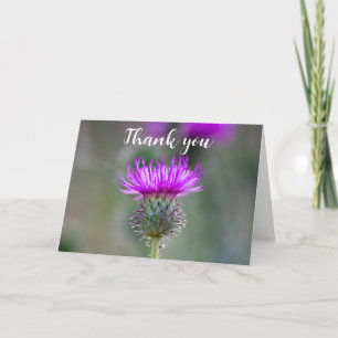 Thistle Lila Scottish Blommigt Bröllop Tack Kort