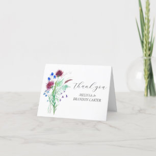 Thistle Lila Scottish Blommigt Bröllop Tack Kort