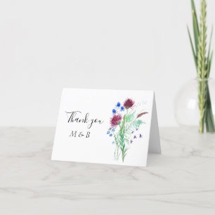 Thistle Lila Scottish Blommigt Bröllop Tack Kort