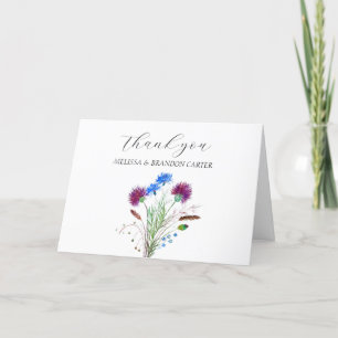 Thistle Lila Scottish Blommigt Bröllop Tack Kort