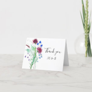 Thistle Lila Scottish Blommigt Bröllop Tack Kort