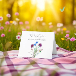 Thistle Lila Scottish Blommigt Bröllop Tack Kort