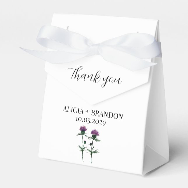 Thistle Lila Scottish Blommigt Modern Bröllop Presentaskar (Framsidan Sidan)