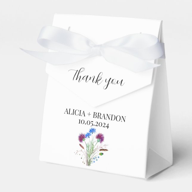 Thistle Lila Scottish Blommigt Modern Bröllop Presentaskar (Framsidan Sidan)