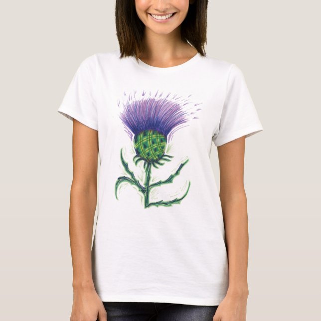 Thistle med en vridning av tartanen t-shirt (Framsida)
