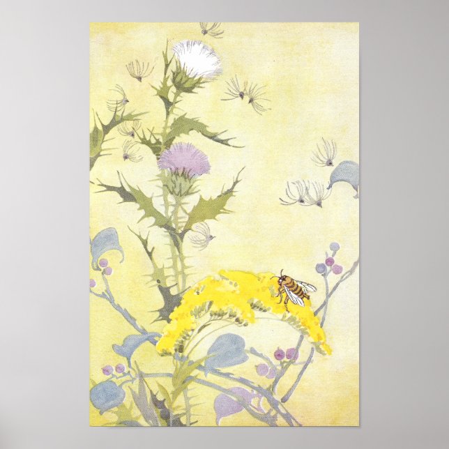 Thistle och Bee på Goldenrod Poster (Framsidan)