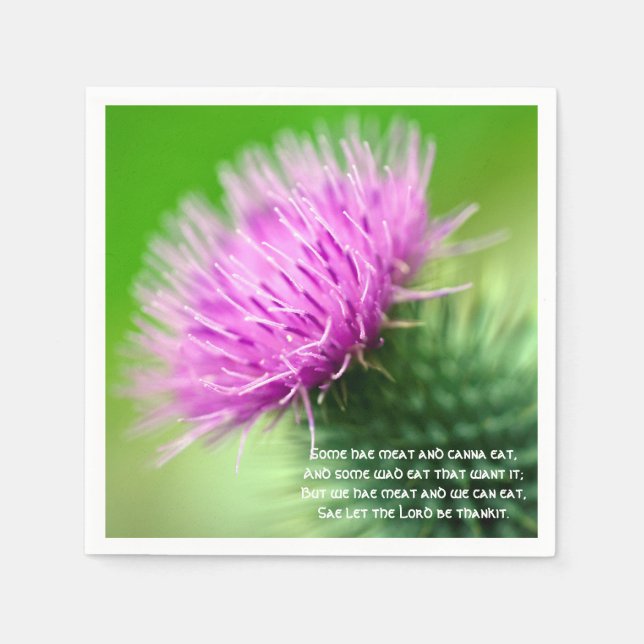 Thistle och Selkirk Grace Cocktail pappra blöjor Pappersservett (Framsidan)