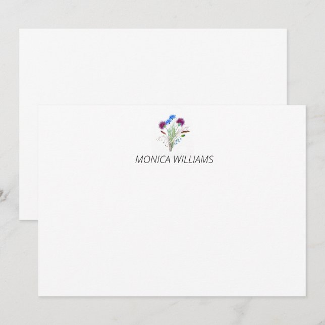 Thistle Purple Floral Personal Anteckningskort (Fram/baksida)
