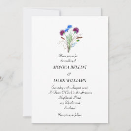 Thistle Purple Floral Scottish Minimalist Wedding Inbjudningar